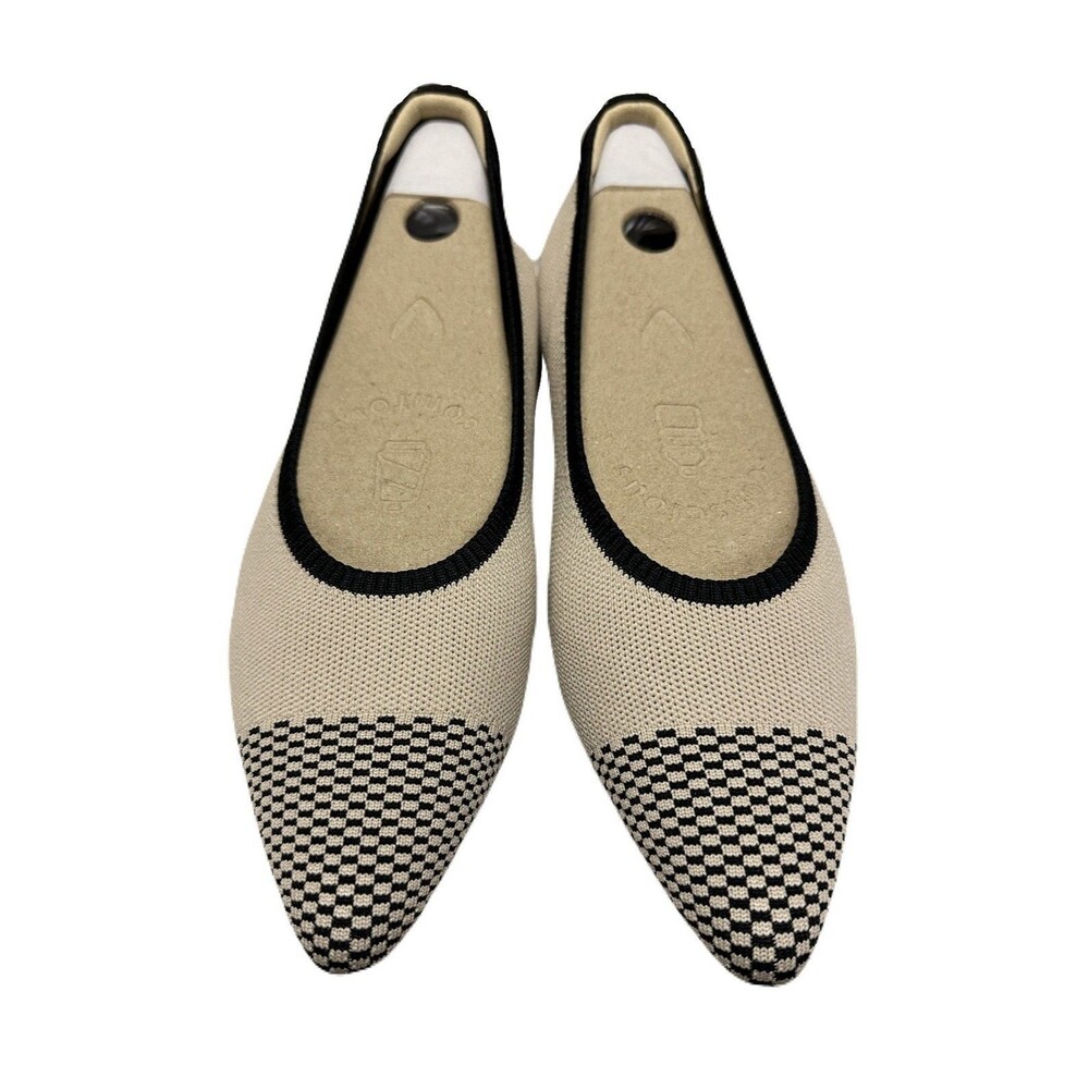 NEW Vivaia Womens Size 10 41.5 EU Almond & Black Aria Pointed Toe Ballet Flats - Picture 4 of 11